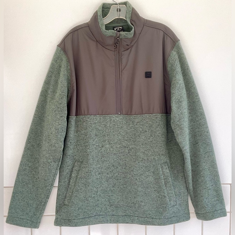Billabong Men's Half Zip Up Sweater Jacket Pullover Green  Large NWOT